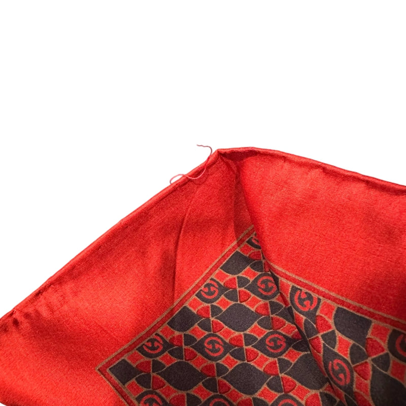GUCCI red and navy check scarf/handkerchief, no care label