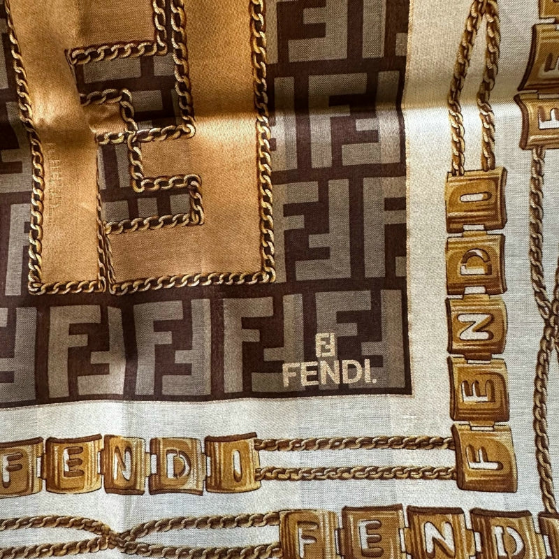 FENDI brown scarf/handkerchief, no care label