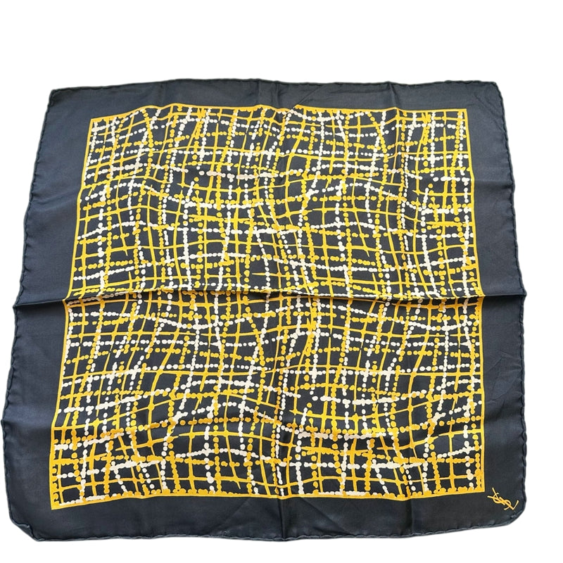 YSL black base with yellow dots scarf/handkerchief, no care label
