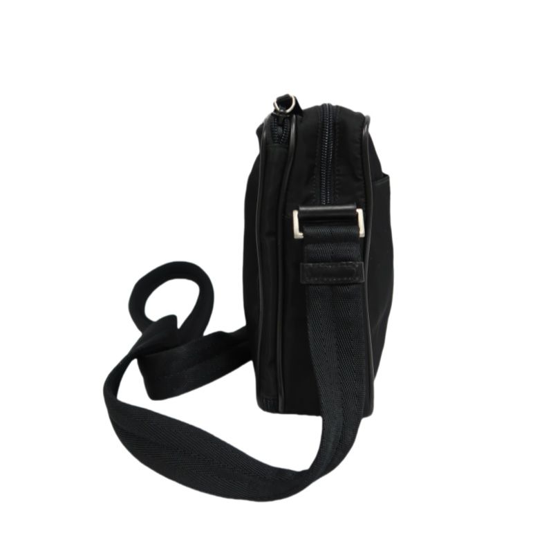 Prada Nylon Shoulder Bag in Black with Silver Hardware