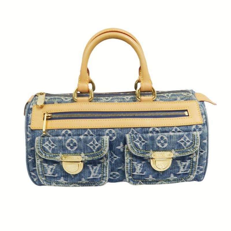 Louis Vuitton Monogram Denim Neo Speedy Blue Handbag with Gold Hardware