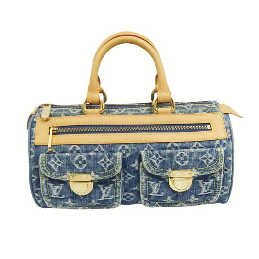 Louis Vuitton Monogram Denim Neo Speedy Blue Handbag with Gold Hardware
