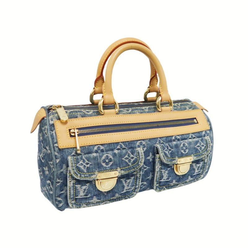 Louis Vuitton Monogram Denim Neo Speedy Blue Handbag with Gold Hardware
