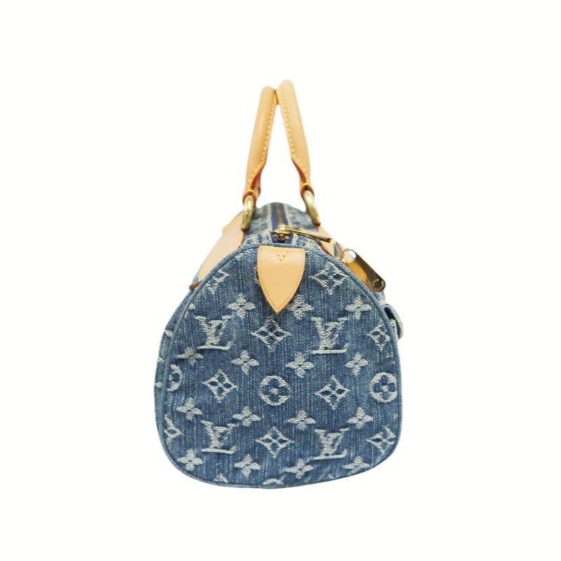 Louis Vuitton Monogram Denim Neo Speedy Blue Handbag with Gold Hardware