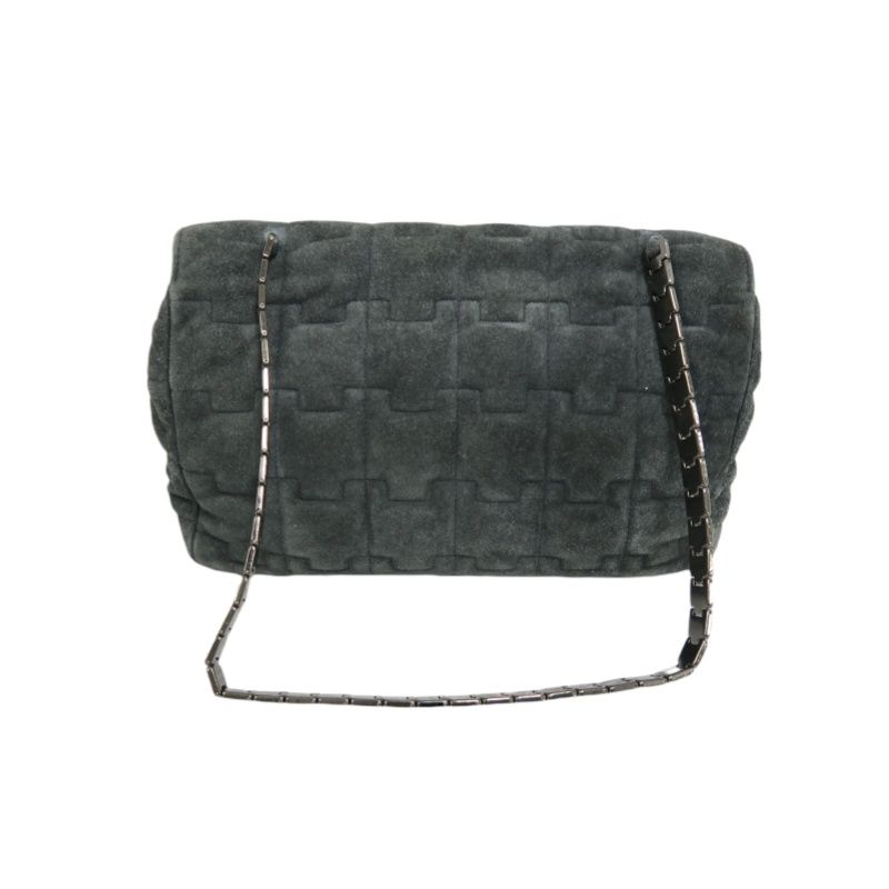 Chanel 2.55 Tweed & Suede Shoulder Bag in Black with Silver Hardware