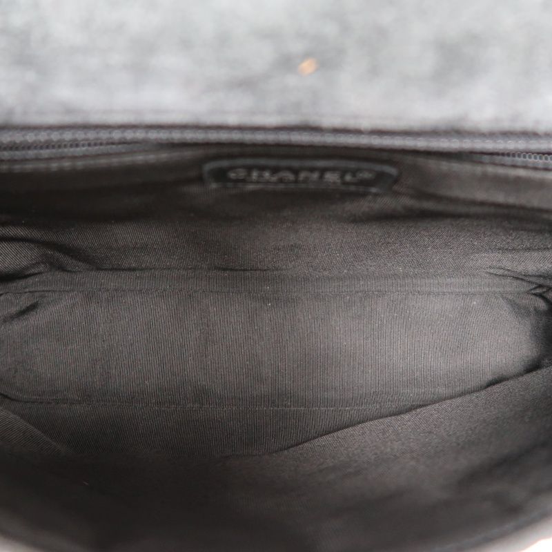 Chanel 2.55 Tweed & Suede Shoulder Bag in Black with Silver Hardware
