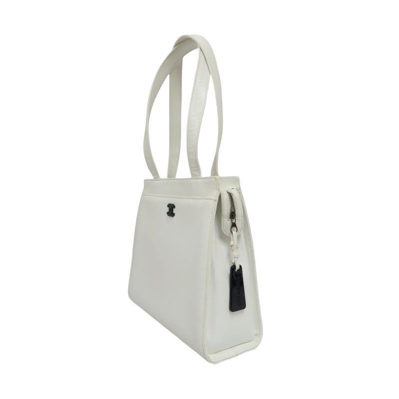 Chanel Coco Mark Tote Bag in White Caviar Leather