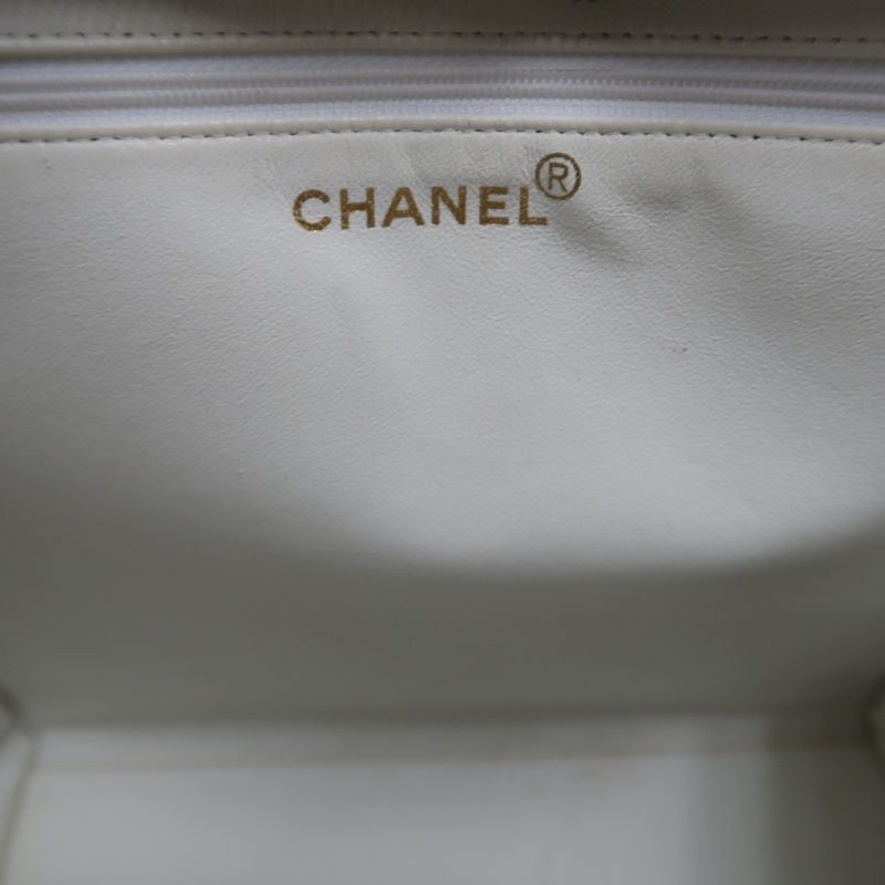 Chanel Coco Mark Tote Bag in White Caviar Leather