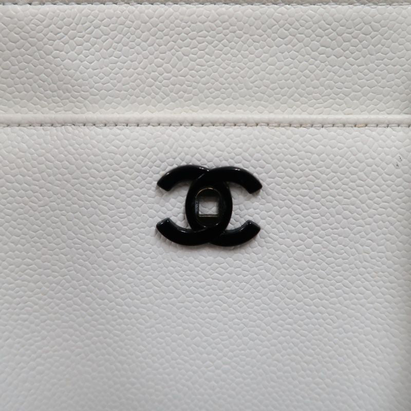 Chanel Coco Mark Tote Bag in White Caviar Leather