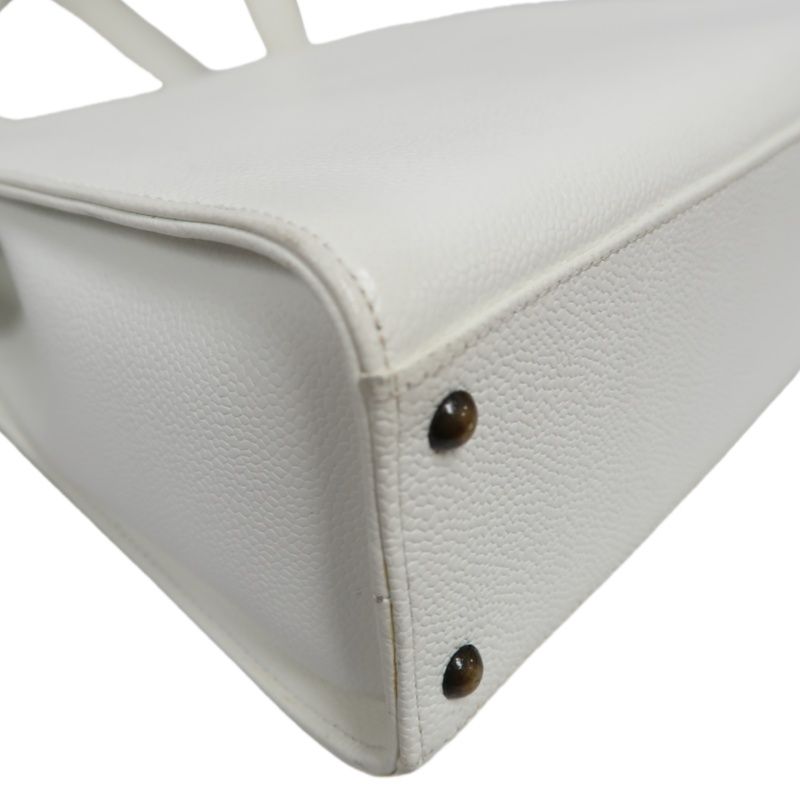 Chanel Coco Mark Tote Bag in White Caviar Leather