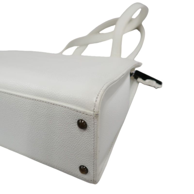 Chanel Coco Mark Tote Bag in White Caviar Leather