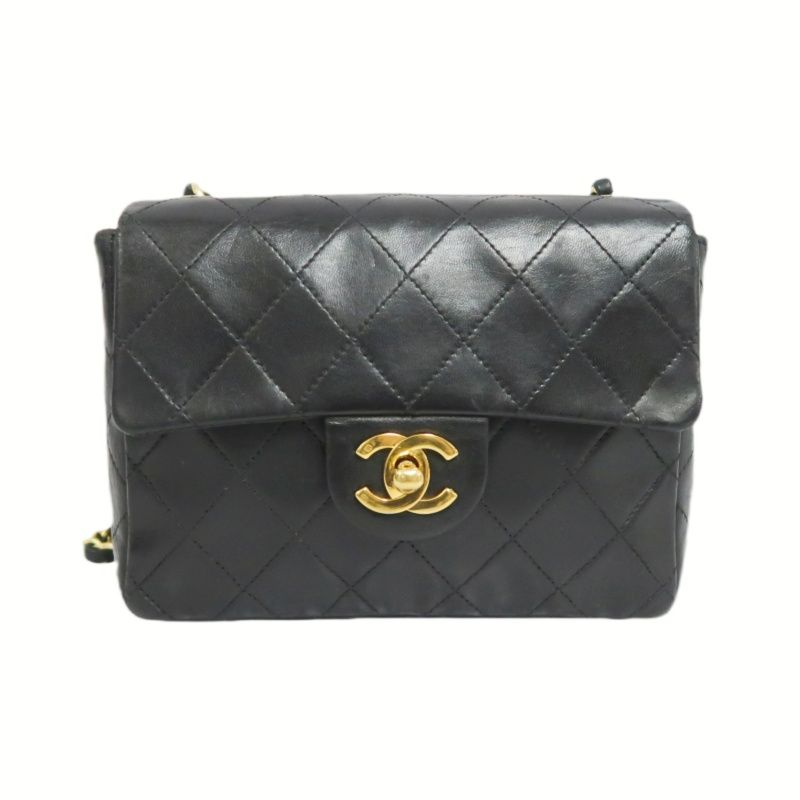 CHANEL Quilted 20 Classic Flap Chain Crossbody Bag, Black Lambskin, Gold-Tone Hardware