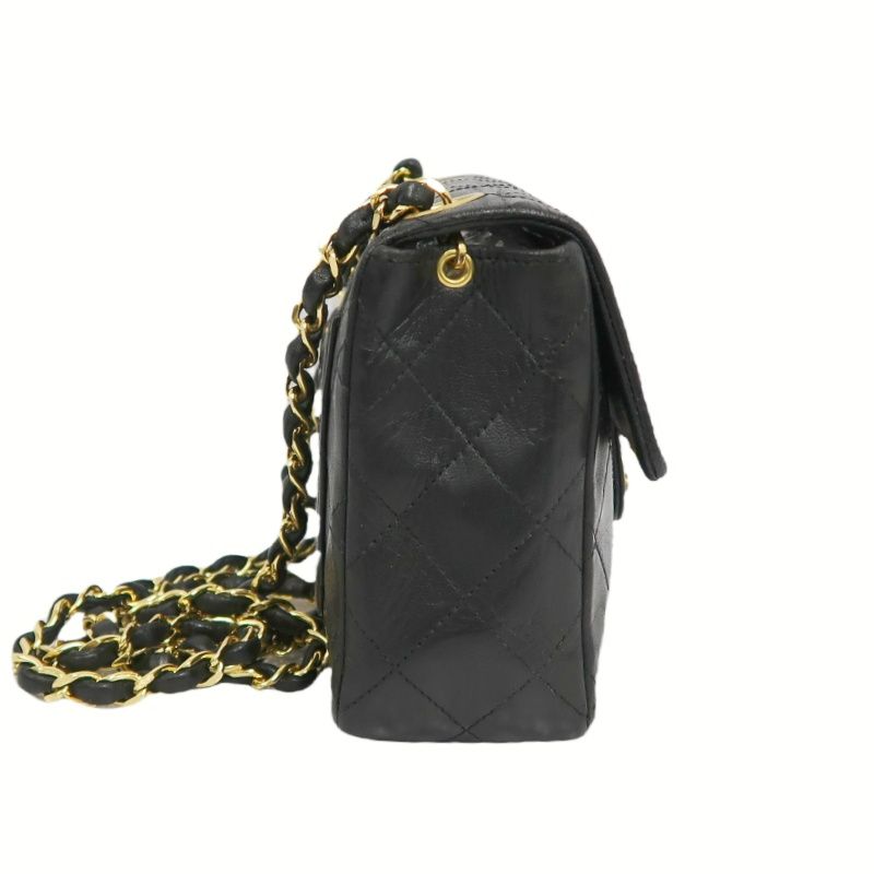 CHANEL Quilted 20 Classic Flap Chain Crossbody Bag, Black Lambskin, Gold-Tone Hardware