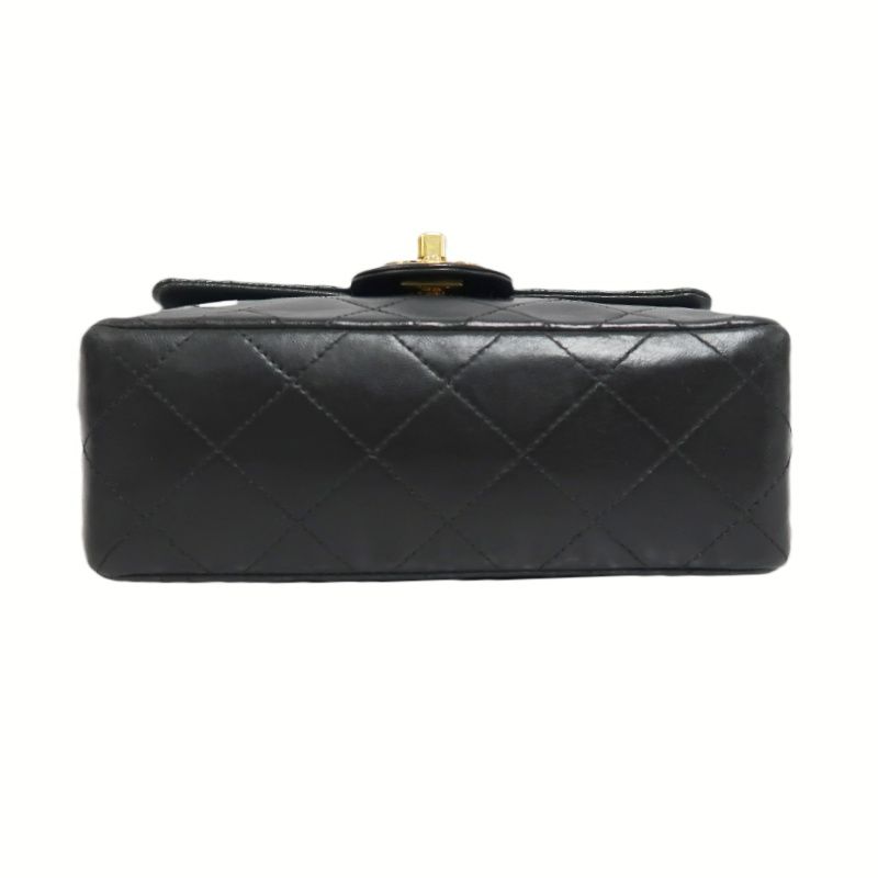 CHANEL Quilted 20 Classic Flap Chain Crossbody Bag, Black Lambskin, Gold-Tone Hardware