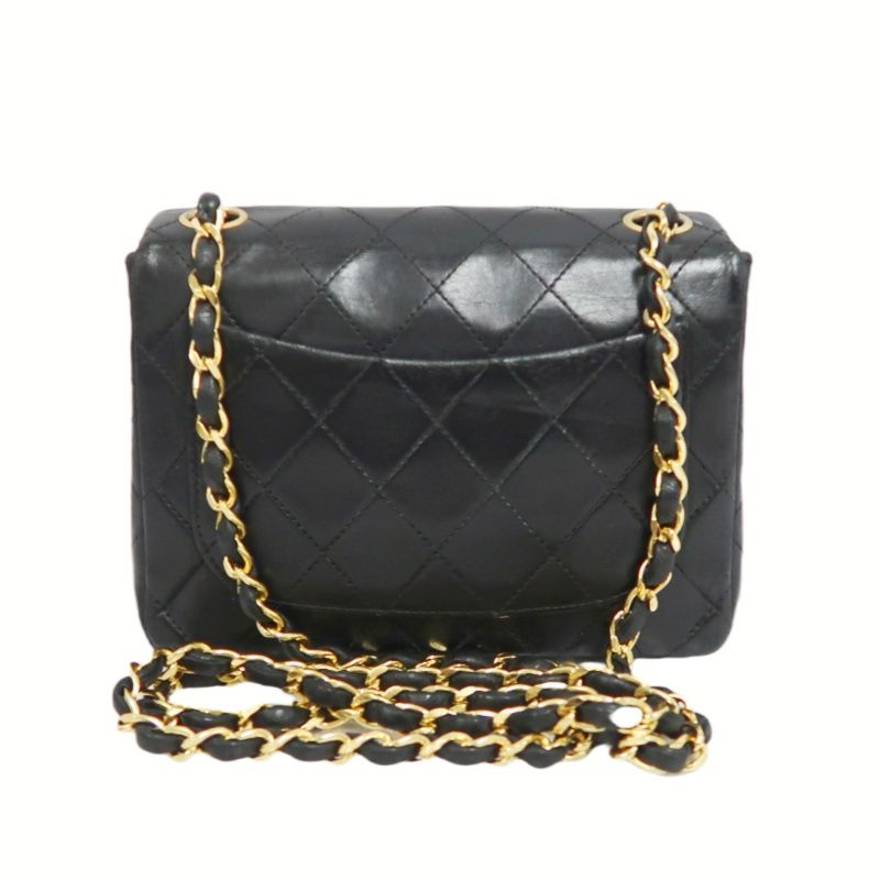 CHANEL Quilted 20 Classic Flap Chain Crossbody Bag, Black Lambskin, Gold-Tone Hardware