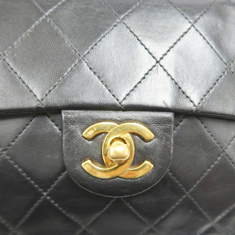 CHANEL Quilted 20 Classic Flap Chain Crossbody Bag, Black Lambskin, Gold-Tone Hardware
