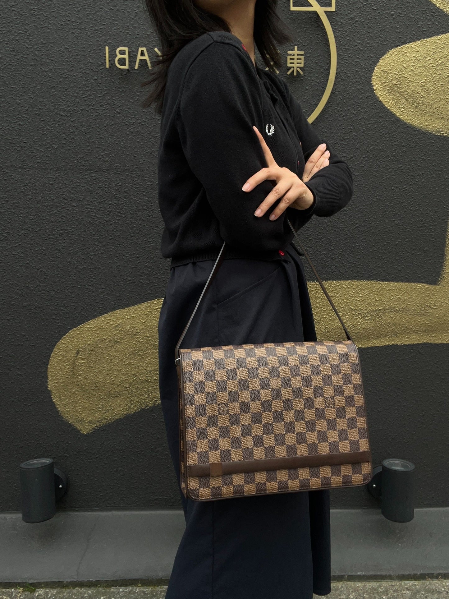 LOUIS VUITTON Tribeca Carré Handbag, Damier Coated Canvas, Brown, Armpit Bag