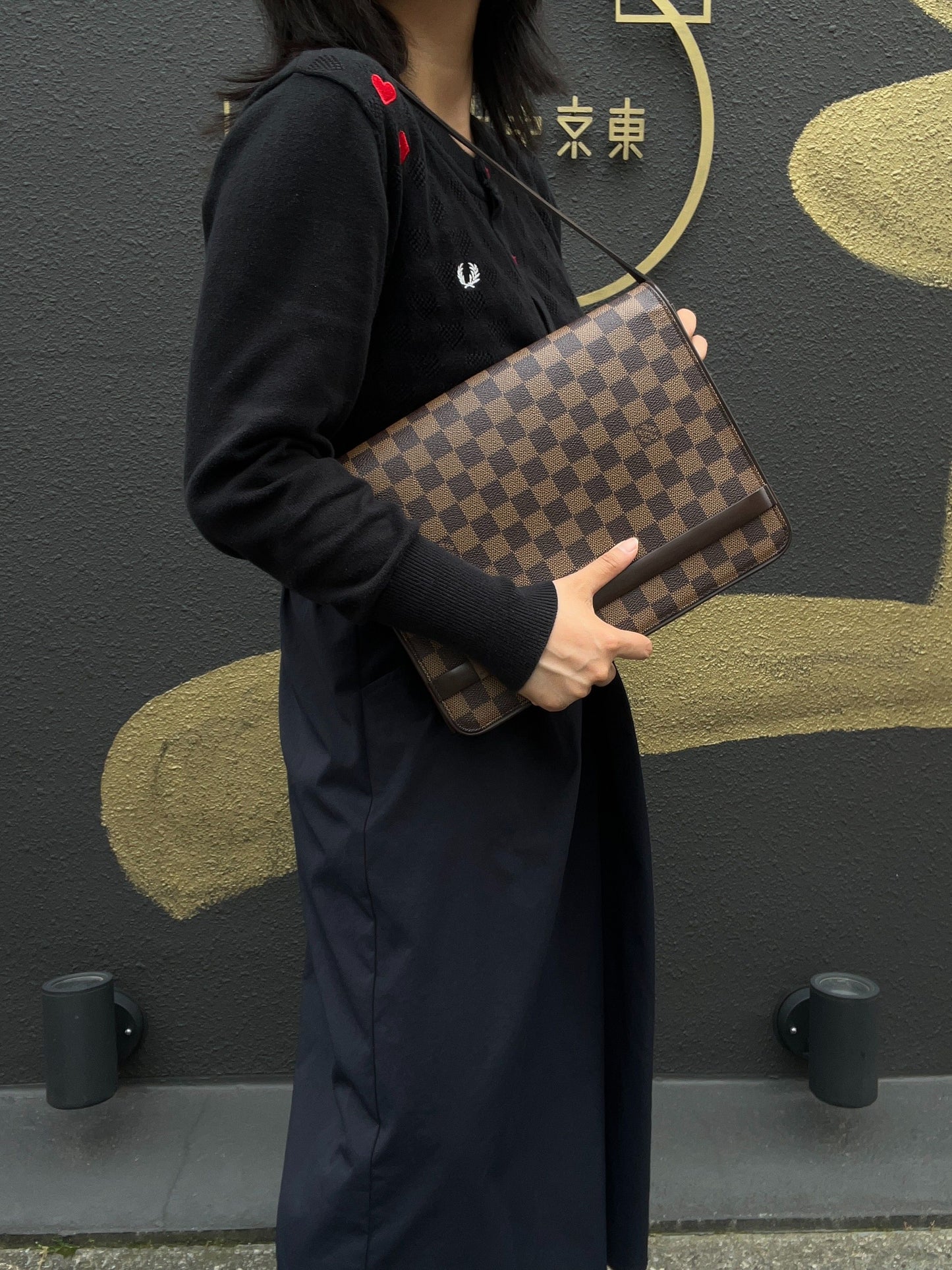 LOUIS VUITTON Tribeca Carré Handbag, Damier Coated Canvas, Brown, Armpit Bag