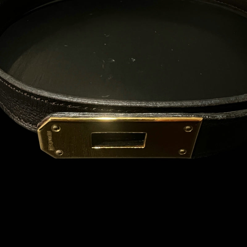 HERMES Kelly Belt, □F, Black, Gold Hardware