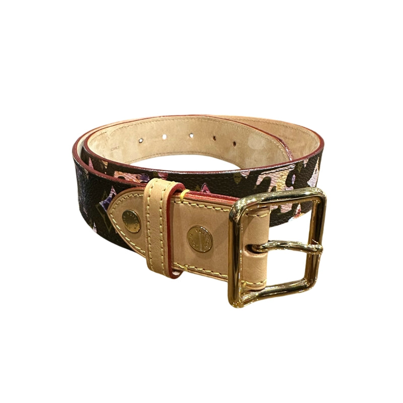 LOUIS VUITTON Ceinture CA0028 Monogram Watercolor Belt, Gold Hardware, With Box