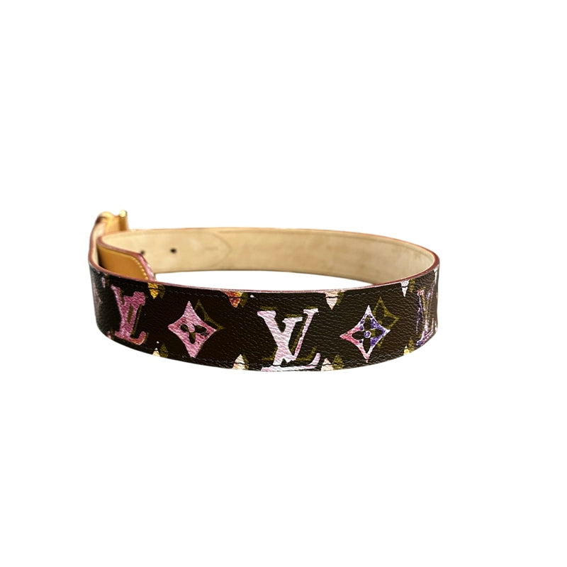 LOUIS VUITTON Ceinture CA0028 Monogram Watercolor Belt, Gold Hardware, With Box