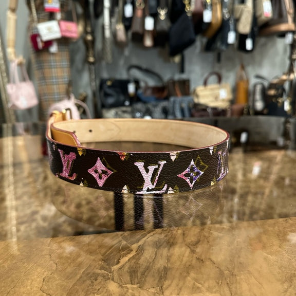 LOUIS VUITTON Ceinture CA0028 Monogram Watercolor Belt, Gold Hardware, With Box