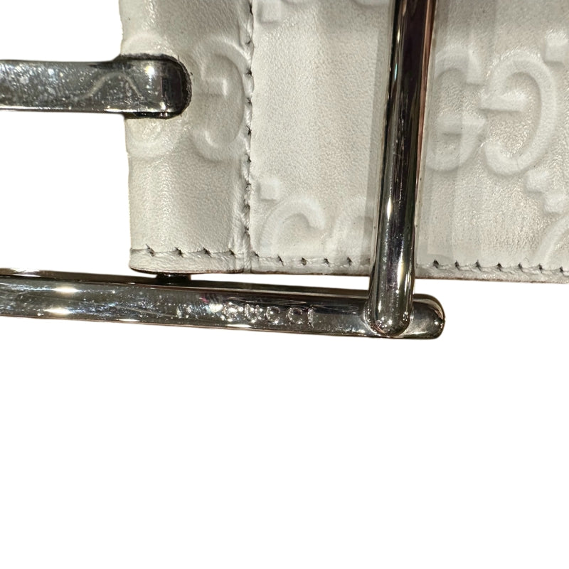 GUCCI White Embossed Leather Belt