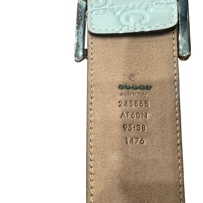 GUCCI White Embossed Leather Belt