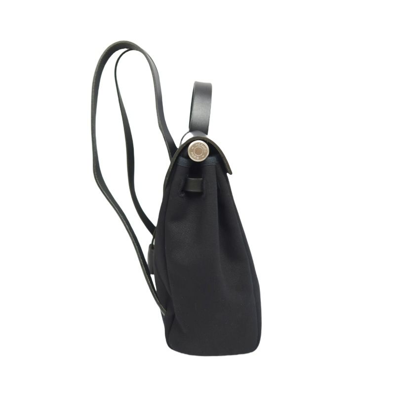Hermes Ale Bag Ad PM 2-in-1 Canvas Backpack/Handbag Black with Silver Hardware Full Set (Padlock, Strap, 2 Keys, Clochette & Dust Bag)