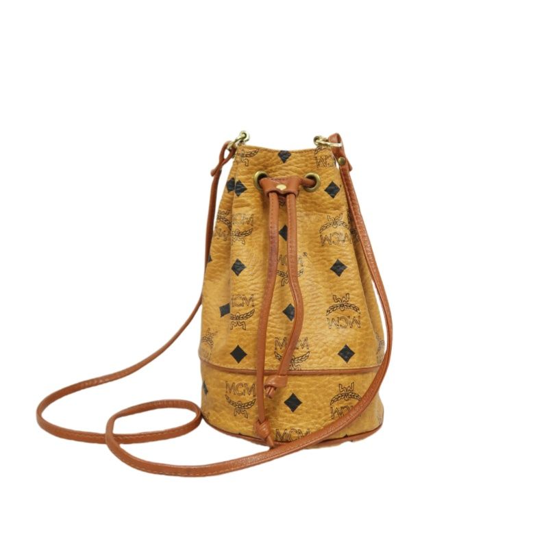 MCM Visetos Drawstring Bucket Shoulder Bag