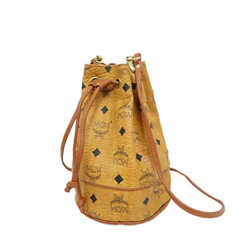 MCM Visetos Drawstring Bucket Shoulder Bag