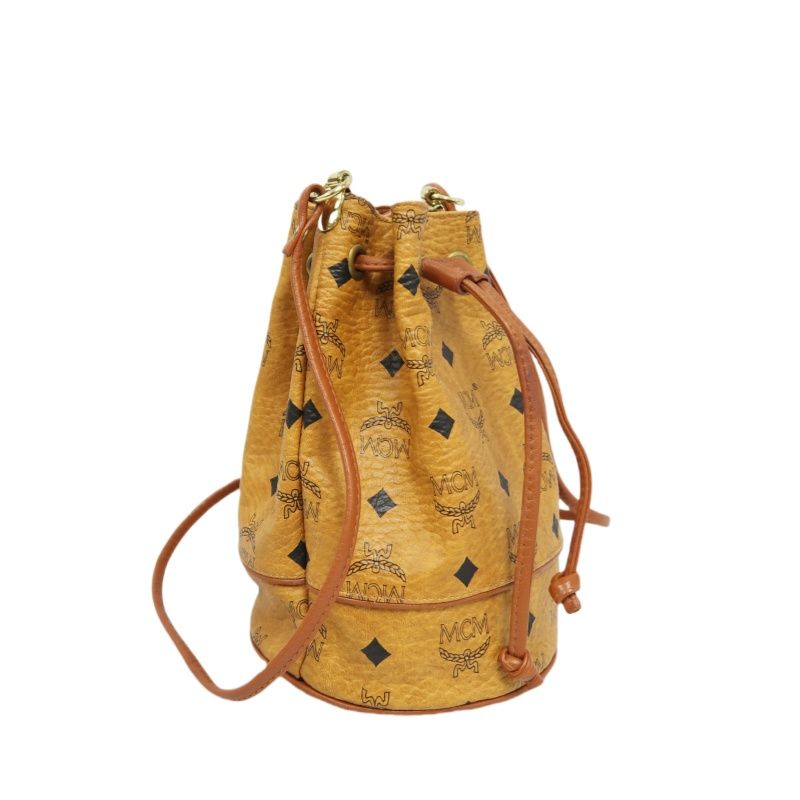 MCM Visetos Drawstring Bucket Shoulder Bag
