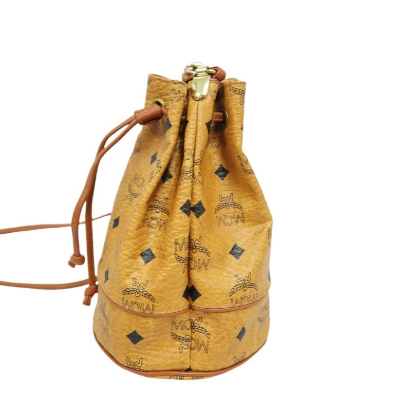 MCM Visetos Drawstring Bucket Shoulder Bag