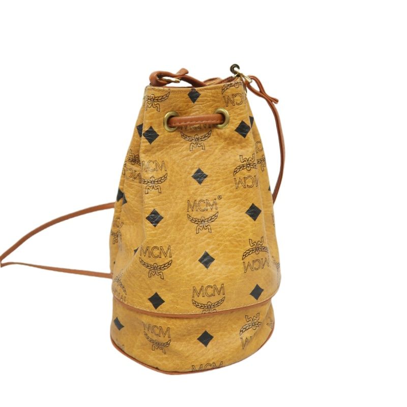 MCM Visetos Drawstring Bucket Shoulder Bag