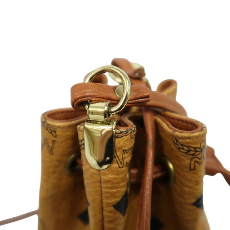 MCM Visetos Drawstring Bucket Shoulder Bag