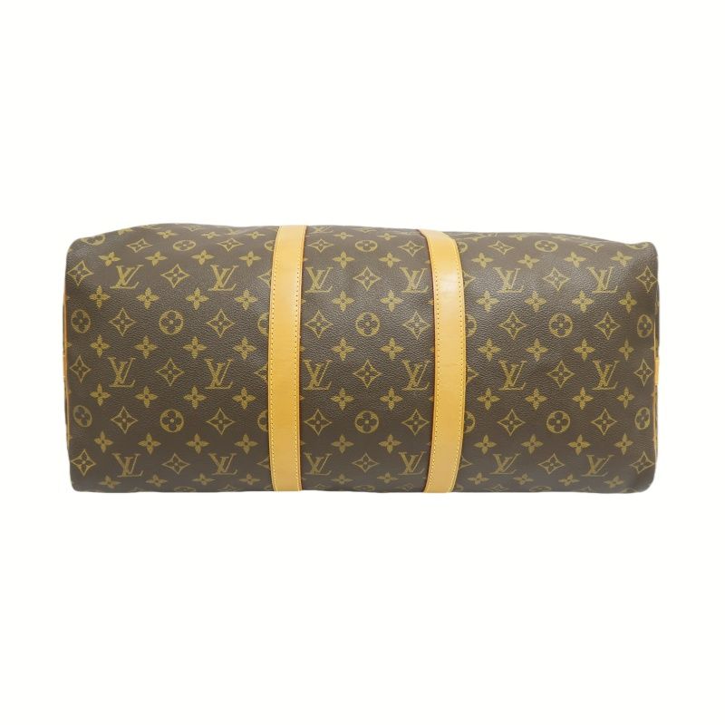 LOUIS VUITTON Keepall Bandoulière 50 Boston Bag, Monogram Coated Canvas, With Cadena·Strap·2 Keys·Name Tag·Pochette