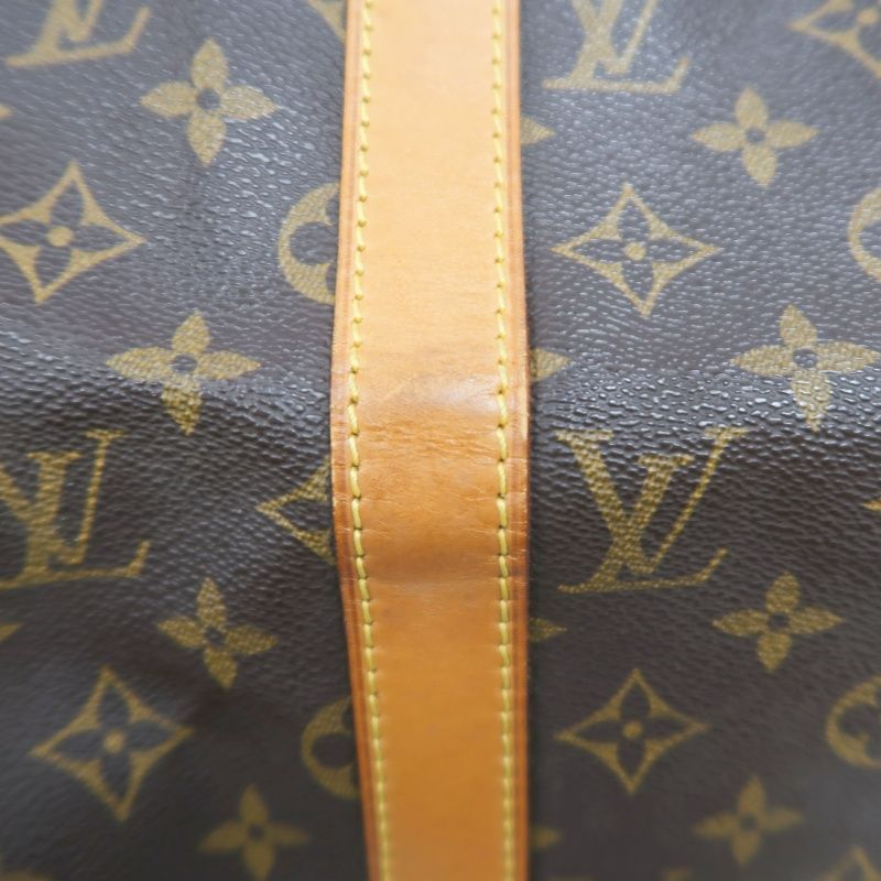 LOUIS VUITTON Keepall Bandoulière 50 Boston Bag, Monogram Coated Canvas, With Cadena·Strap·2 Keys·Name Tag·Pochette