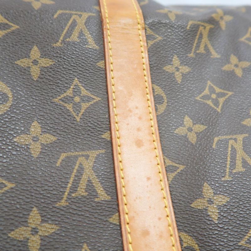 LOUIS VUITTON Keepall Bandoulière 50 Boston Bag, Monogram Coated Canvas, With Cadena·Strap·2 Keys·Name Tag·Pochette