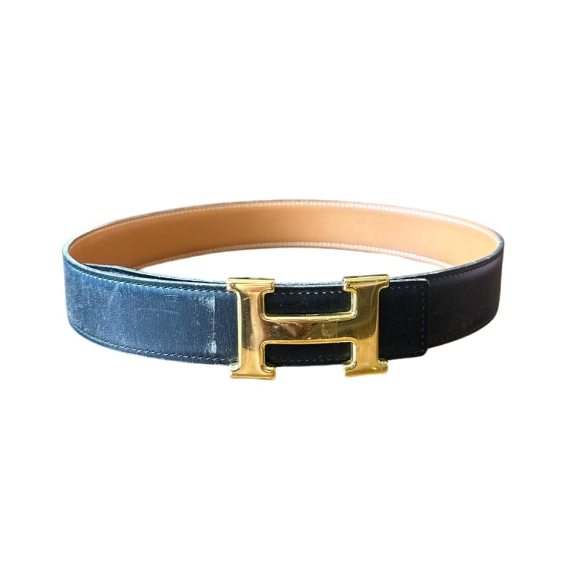 ERMES H Belt, Black / Brown, Gold Hardware, with box
