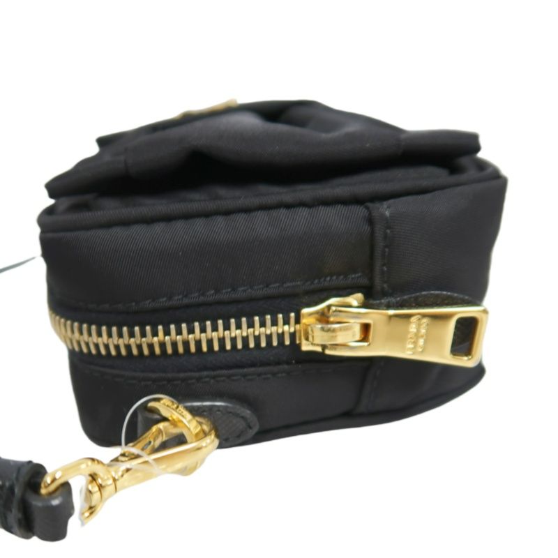 Prada Nylon Ribbon Shoulder Bag in Black with Gold Hardware