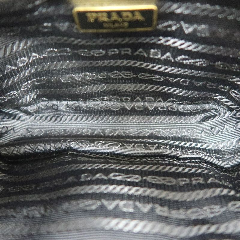 Prada Nylon Ribbon Shoulder Bag in Black with Gold Hardware