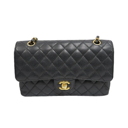 CHANEL Quilted Classic Flap Shoulder Bag, Caviar Leather, Black, Gold-Tone Hardware