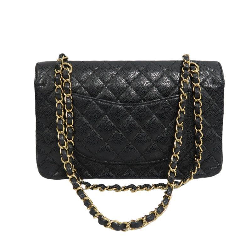 CHANEL Quilted Classic Flap Shoulder Bag, Caviar Leather, Black, Gold-Tone Hardware