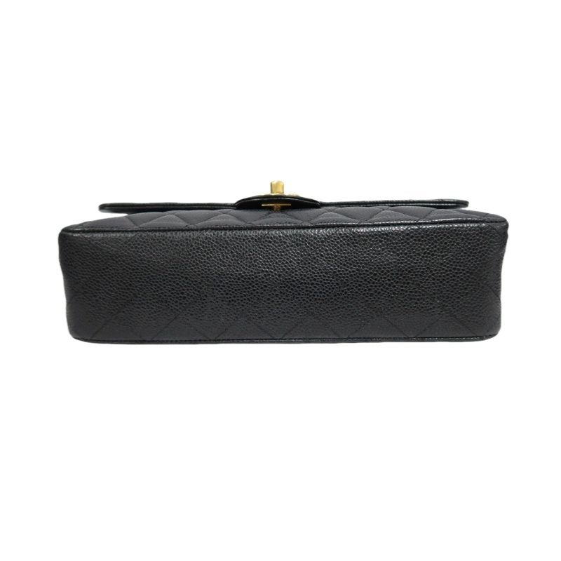 CHANEL Quilted Classic Flap Shoulder Bag, Caviar Leather, Black, Gold-Tone Hardware