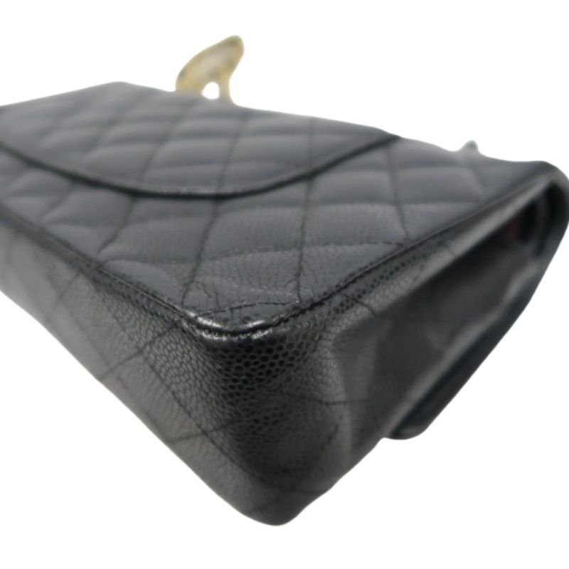 CHANEL Quilted Classic Flap Shoulder Bag, Caviar Leather, Black, Gold-Tone Hardware