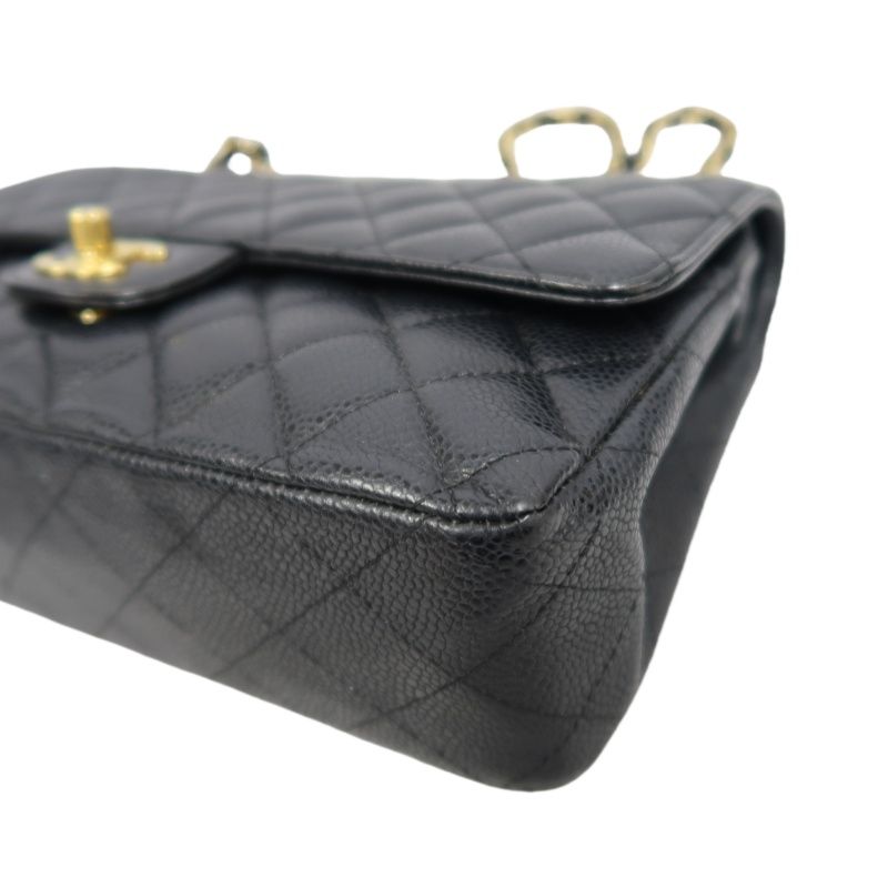 CHANEL Quilted Classic Flap Shoulder Bag, Caviar Leather, Black, Gold-Tone Hardware