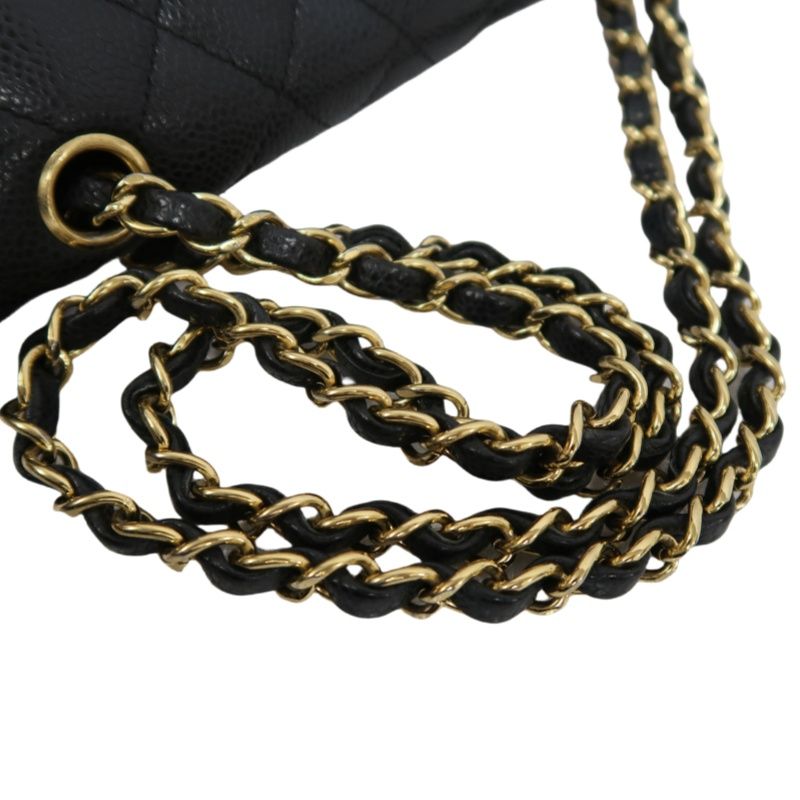 CHANEL Quilted Classic Flap Shoulder Bag, Caviar Leather, Black, Gold-Tone Hardware
