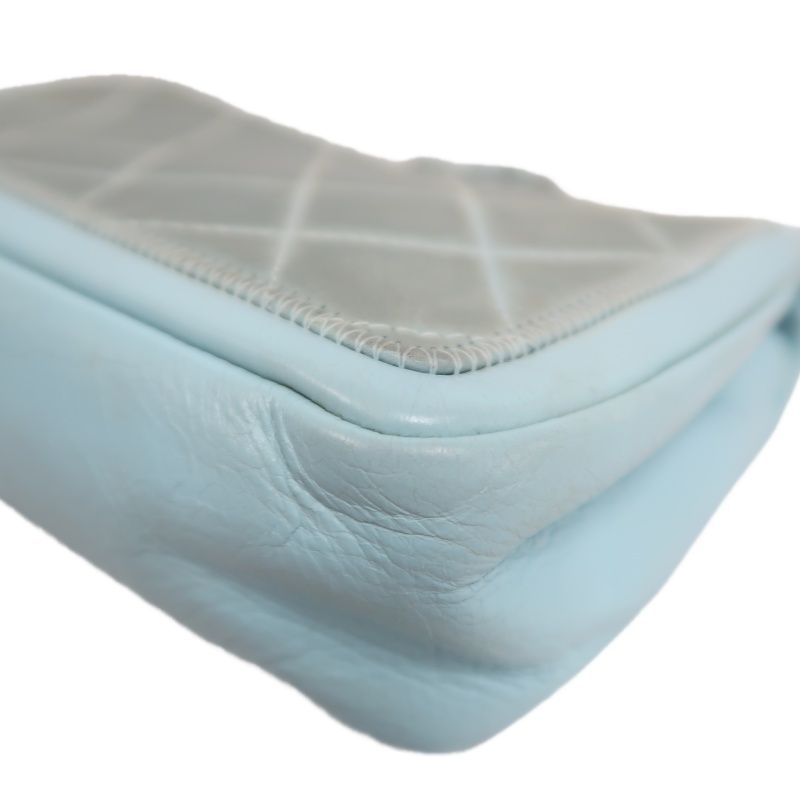 CHANEL Classic Flap Shoulder Bag Lambskin Blue Silver Hardware