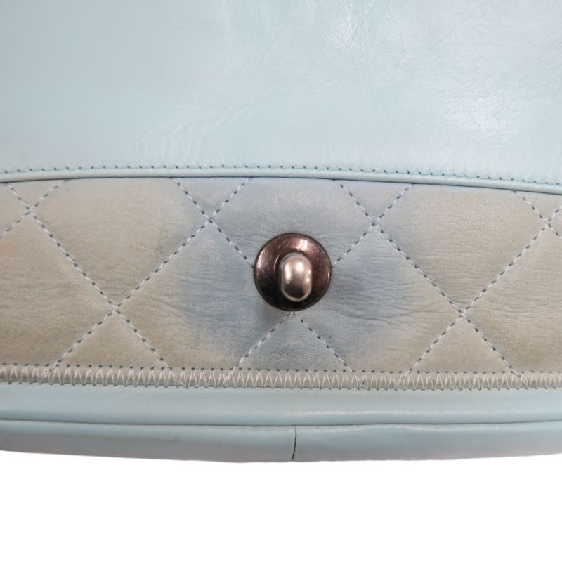 CHANEL Classic Flap Shoulder Bag Lambskin Blue Silver Hardware