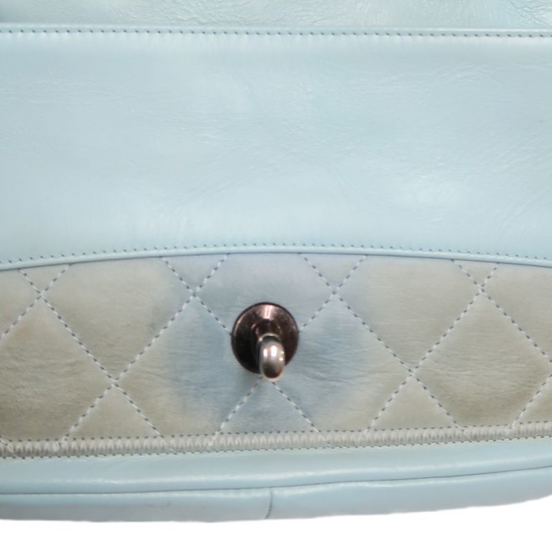 CHANEL Classic Flap Shoulder Bag Lambskin Blue Silver Hardware